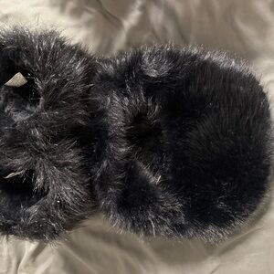 Faux Fur Black Slippers
